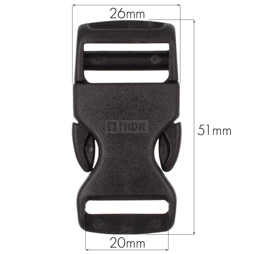 Фастекс (защелка-трезубец) арт.В3-100 РОМ 20 мм цв черный (уп 100шт/1000шт)