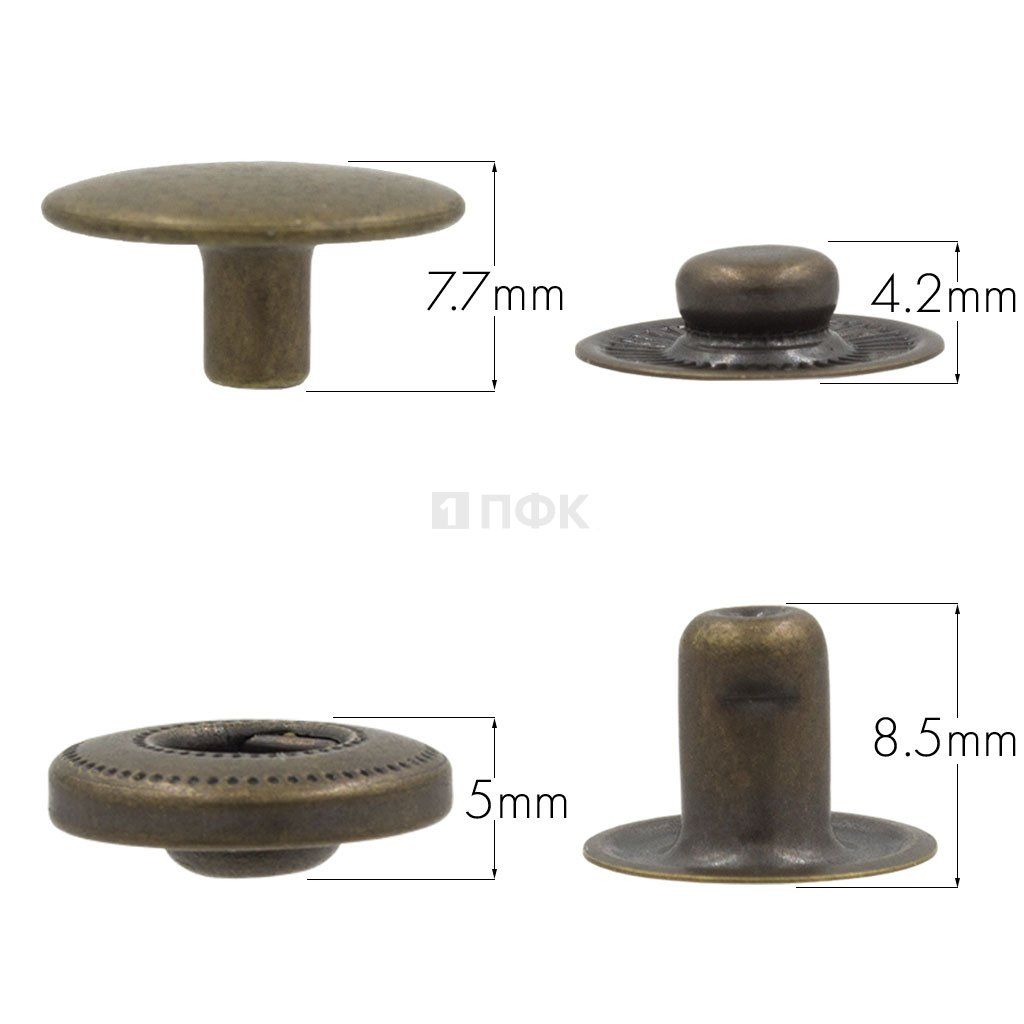 Кнопка для одежды 15мм Альфа нерж цв антик (уп 720шт) NEW STAR