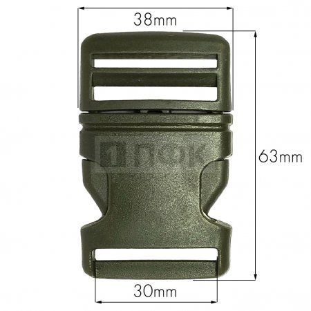 Фастекс (защелка-трезубец) арт.8921 ПП 30мм цв оливковый (уп 3900шт) Фастекс (защелка-трезубец) арт.8921 ПП 30мм цв оливковый (уп 3900шт)