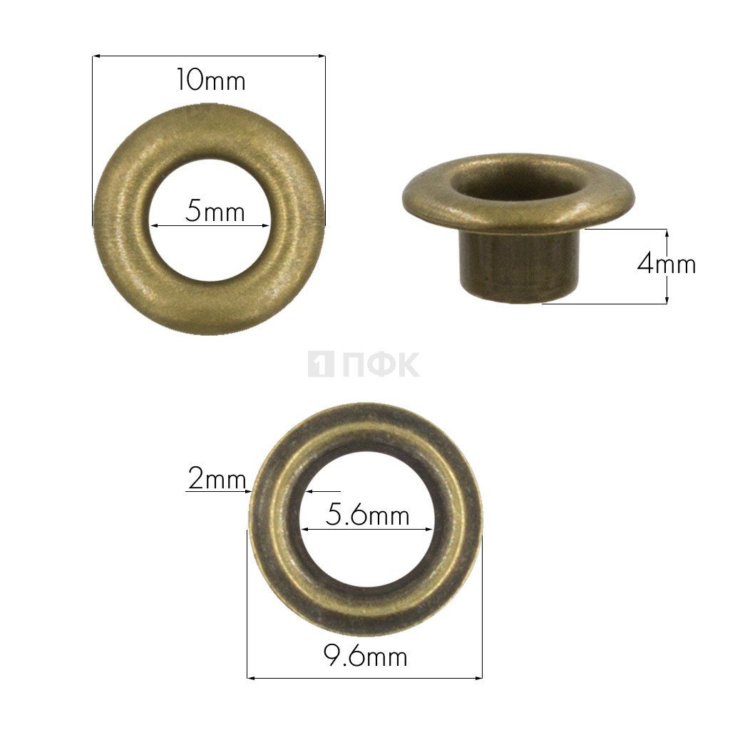 Люверсы №3 5мм латунь цв антик (уп 5000шт) 
