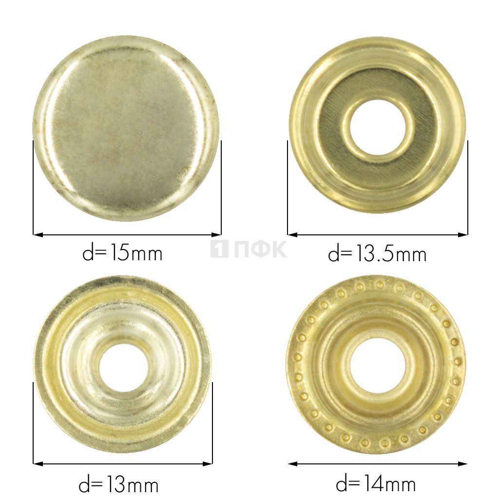 Кнопка для одежды 15мм №61 латунь цв золото (уп 720шт) NEW STAR