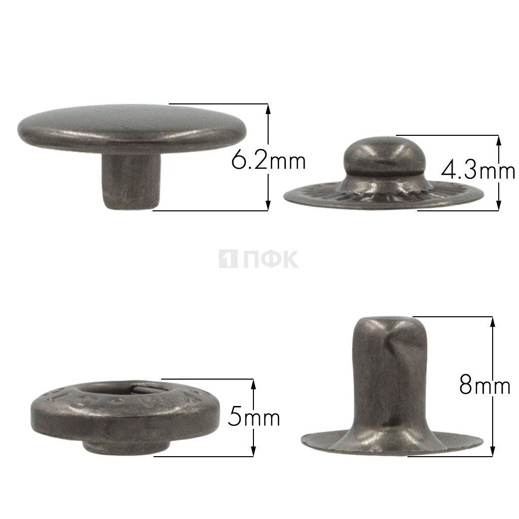 Кнопка для одежды 15мм Альфа сталь цв никель тем (уп 720шт) STORM