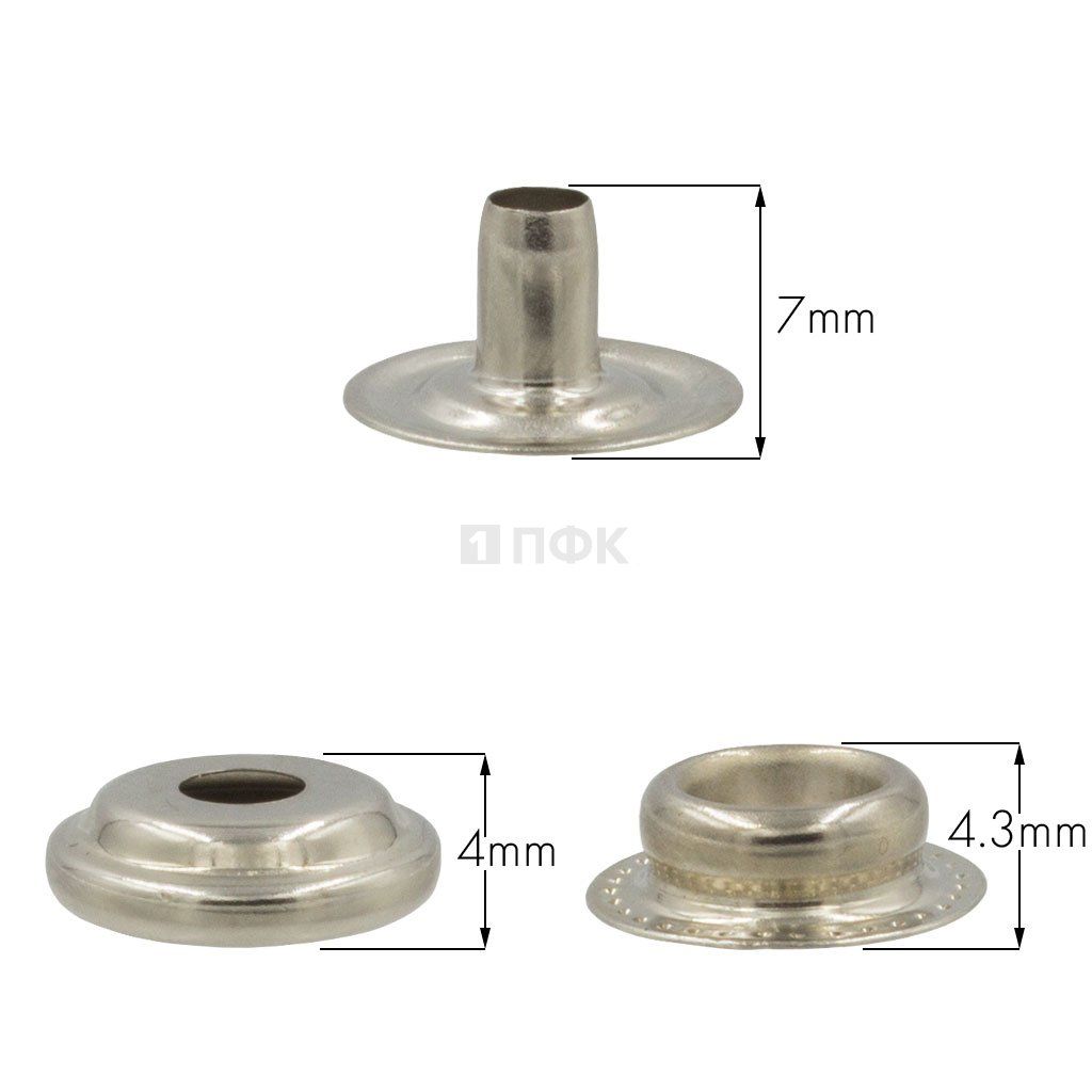 3 Части кнопки для одежды 15мм №61 сталь цв никель (уп 720шт) NEW STAR