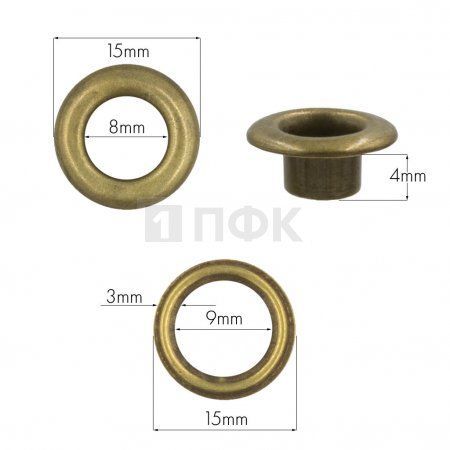 Люверсы №5 8мм нерж цв антик (уп 1000шт) Люверсы №5 8мм нерж цв антик (уп 1000шт)