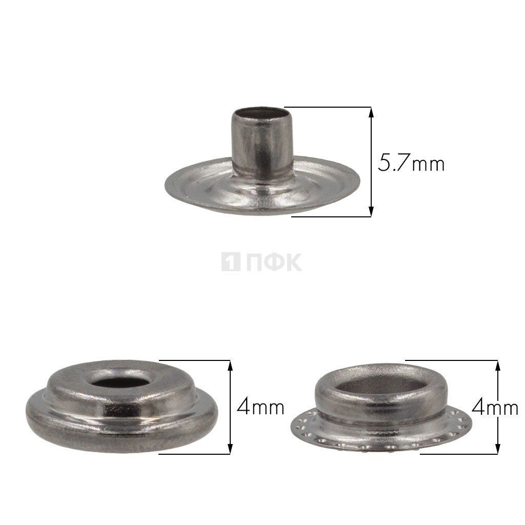 3 Части кнопки для одежды 15мм №61 латунь цв никель тем (уп 720шт) NEW STAR