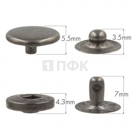 Кнопка для одежды 12,5мм Альфа латунь цв никель тем (уп 1440шт) NEW STAR Кнопка для одежды 12,5мм Альфа латунь цв никель тем (уп 1440шт) NEW STAR