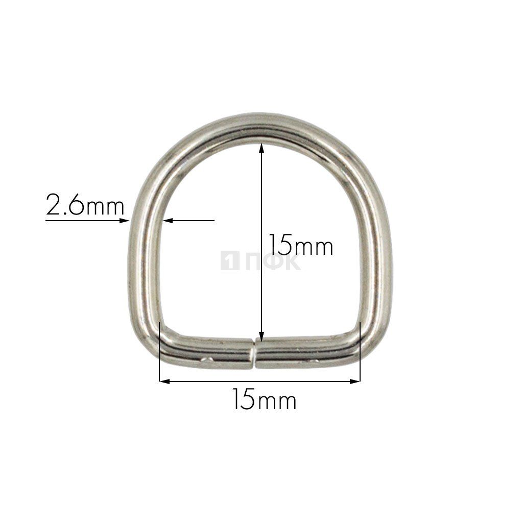 Полукольцо 15мм (толщ 2,6мм) цв никель (уп 1000шт/10000шт) ВЫСОКОЕ