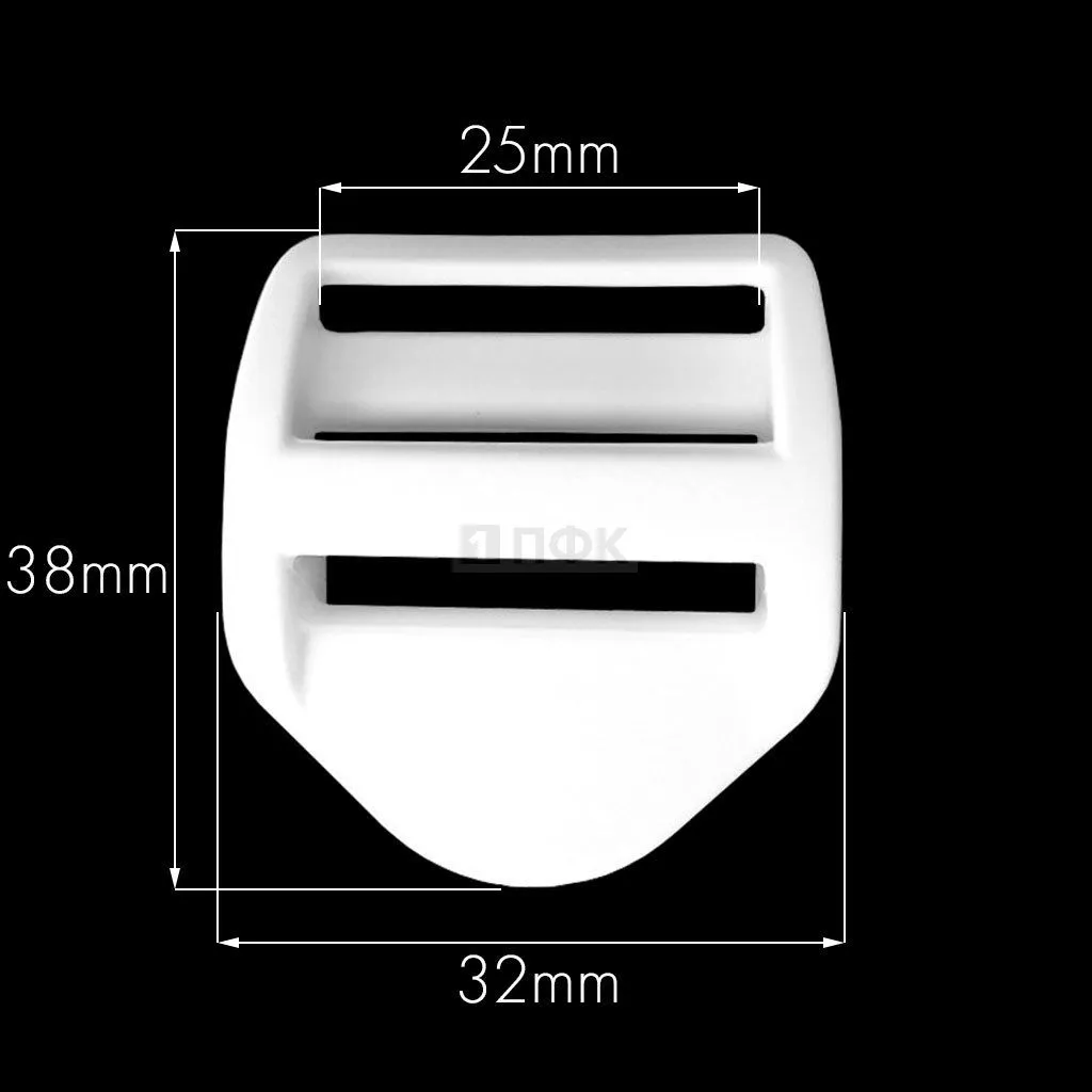 Пряжка-крыло трехщелевая U-25 ПФЛ 25мм цв белый (уп 1000шт)
